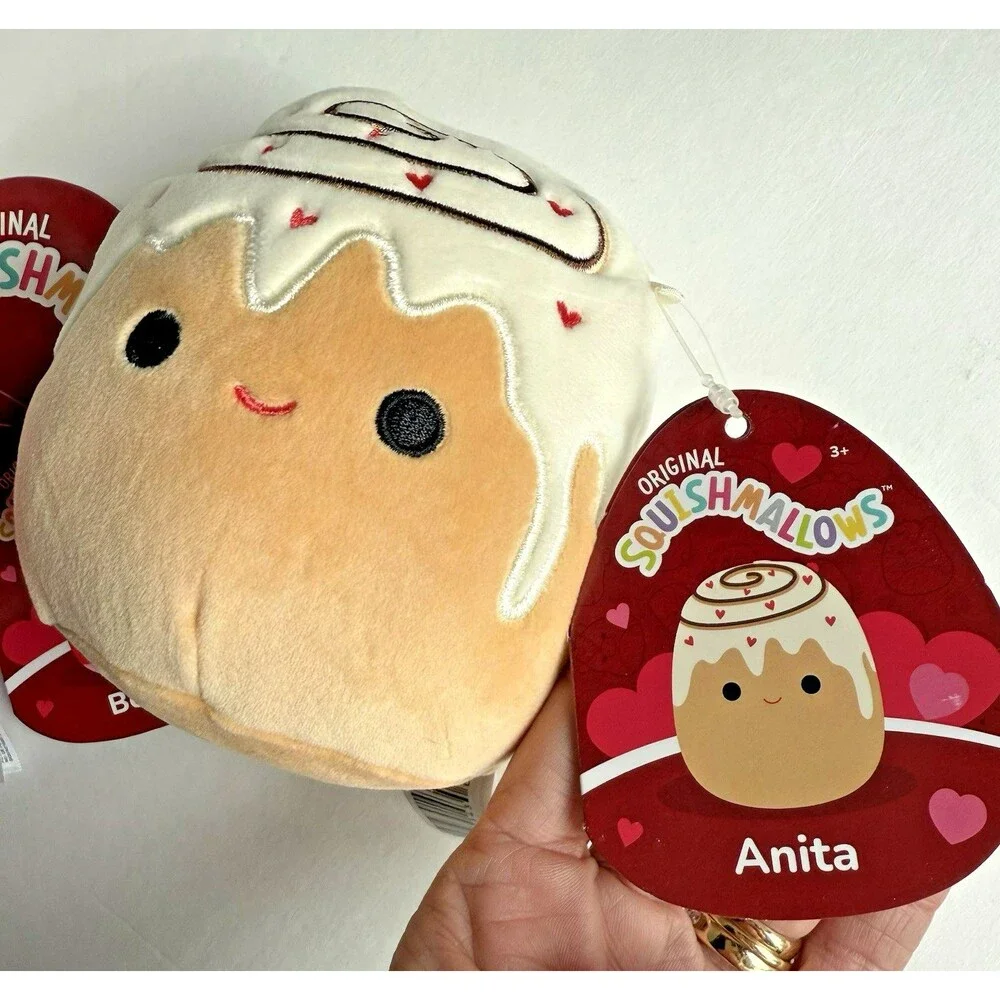 Squishmallows 5” Latte Beata and Cinnamon Roll Anita Coffee Set New NWT